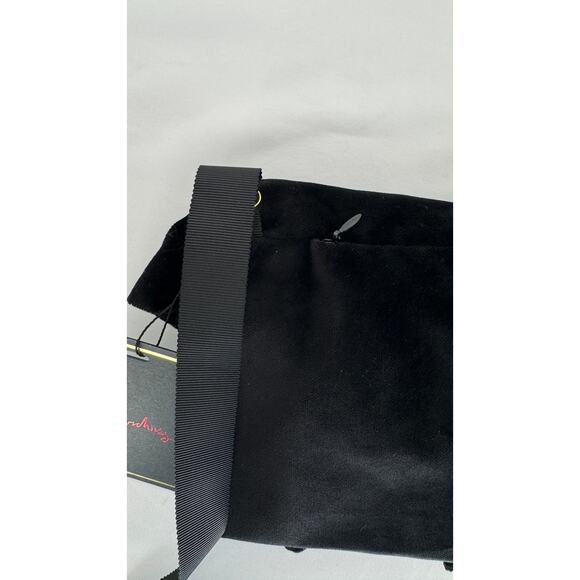 Les Archives Velvet Bow Ribbon Tie Purse Crossbody New Black Cocktail Belt Bag - Picture 6 of 7